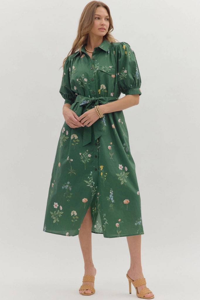 Caroline Floral Tie Waist Midi Dress Smart Layers