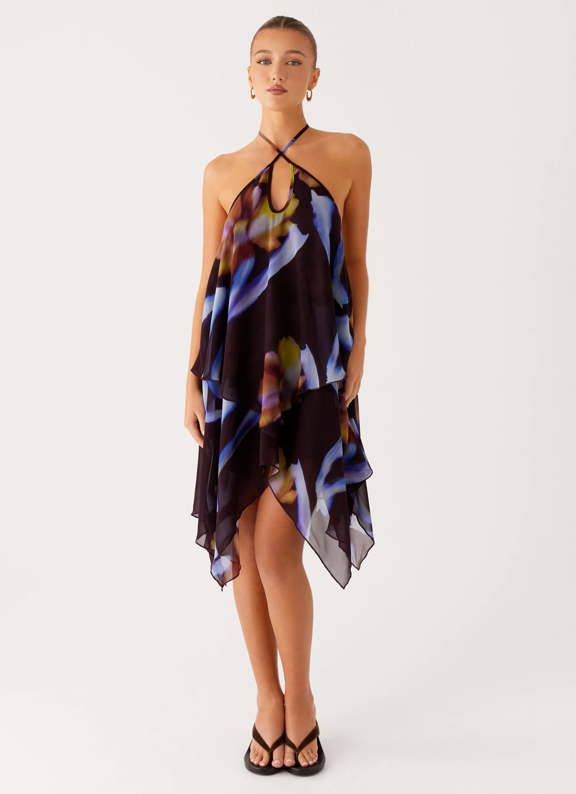 Flattering Style Fit Verbena Midi Dress - Dark Floral