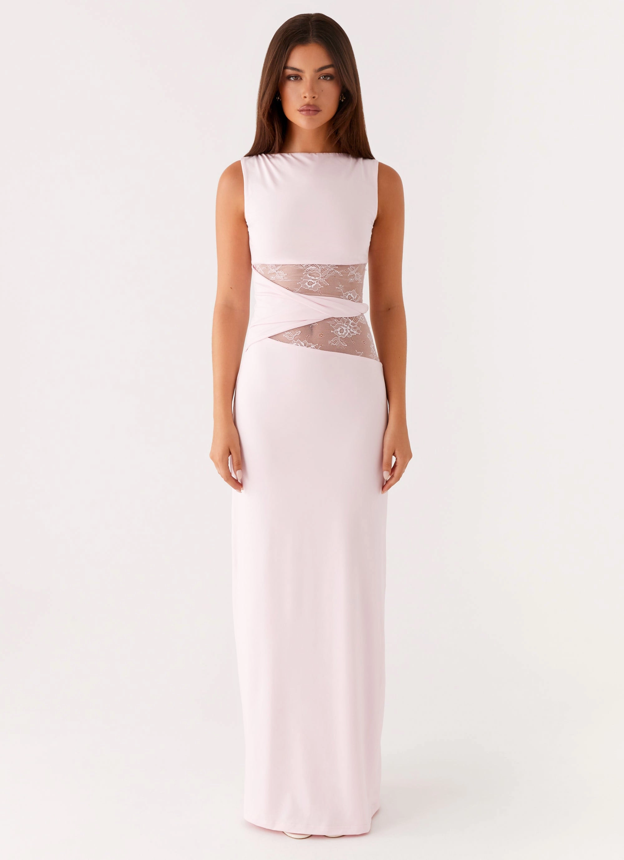Zip Closure Soft Layering Karma Maxi Dress - Pink