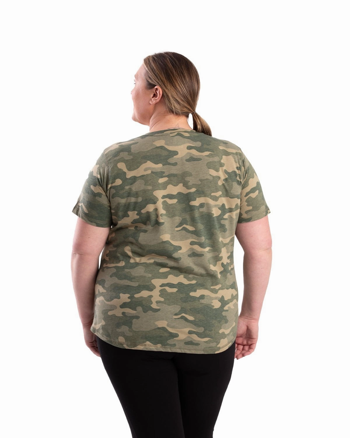 Berne Womens Performance V-Neck Forest Camo Cotton Blend S/S T-Shirt Handcrafted Detail