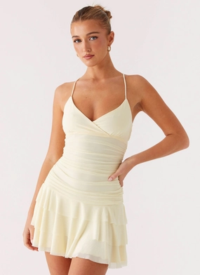 Emily Mini Dress - Yellow Soft-touch Urban Energy