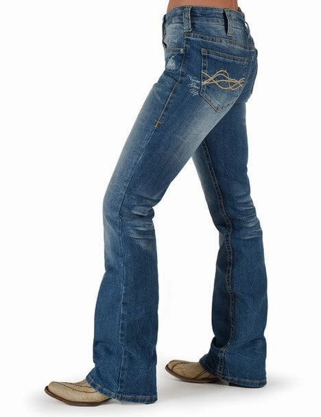 Cowgirl Tuff Womens Lisa's Legacy Classic Medium Wash Cotton Blend Jeans Fit Layer Festival Outfit Date Night Professional Wear