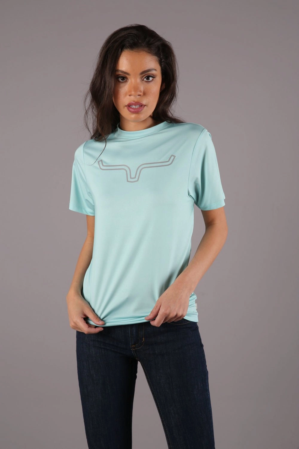 Kimes Ranch Womens Outlier Tech Tee Aqua Cotton Blend S/S T-Shirt Moisture Management Tech