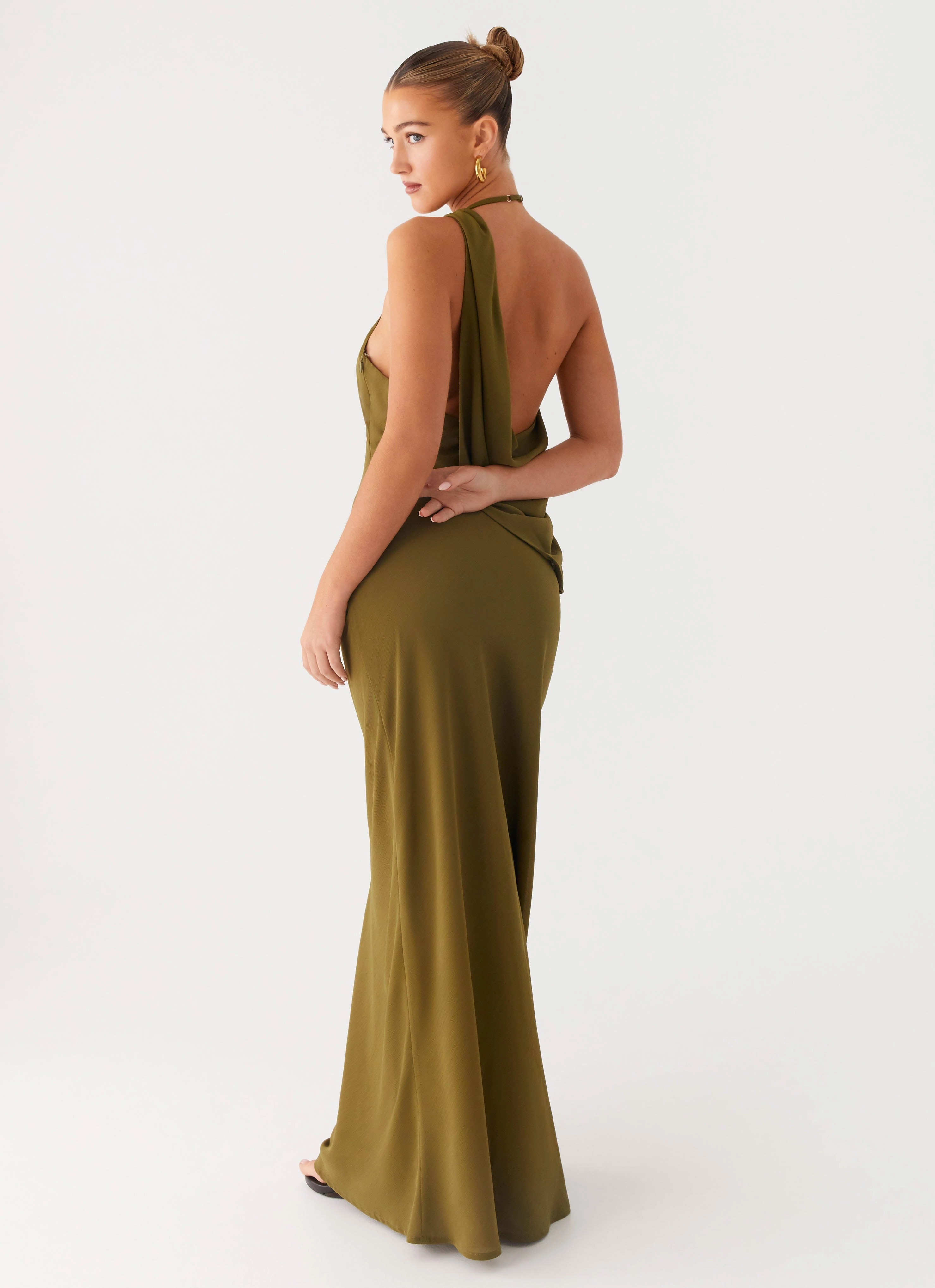 Daywear Comfort Slim Shape Opal Glow Maxi Dress - Khaki
