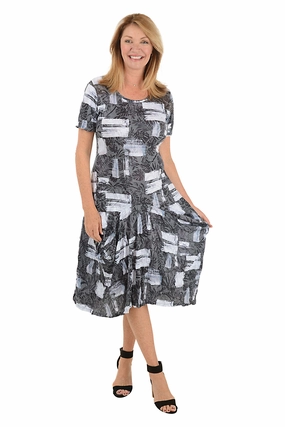 Square Silhouettes Short Sleeve Draped Dress Cool Undertone Anniversary-Event