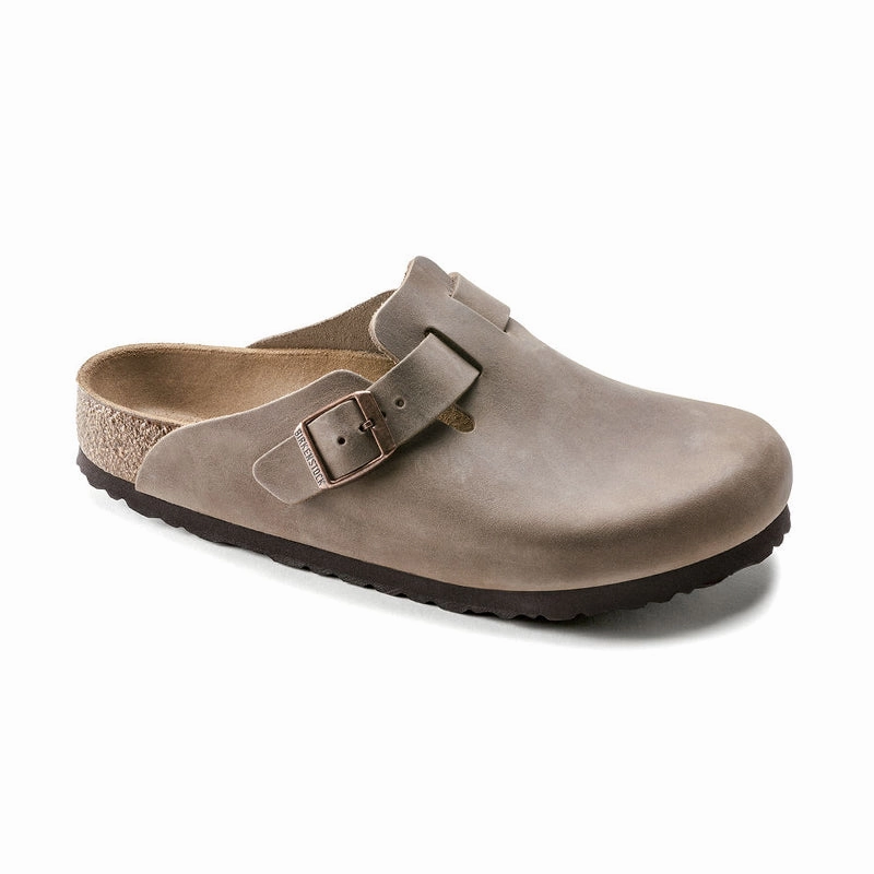 Women's Boston Tobacco Oiled Leather Stable Fit Slides Timeless Sandals