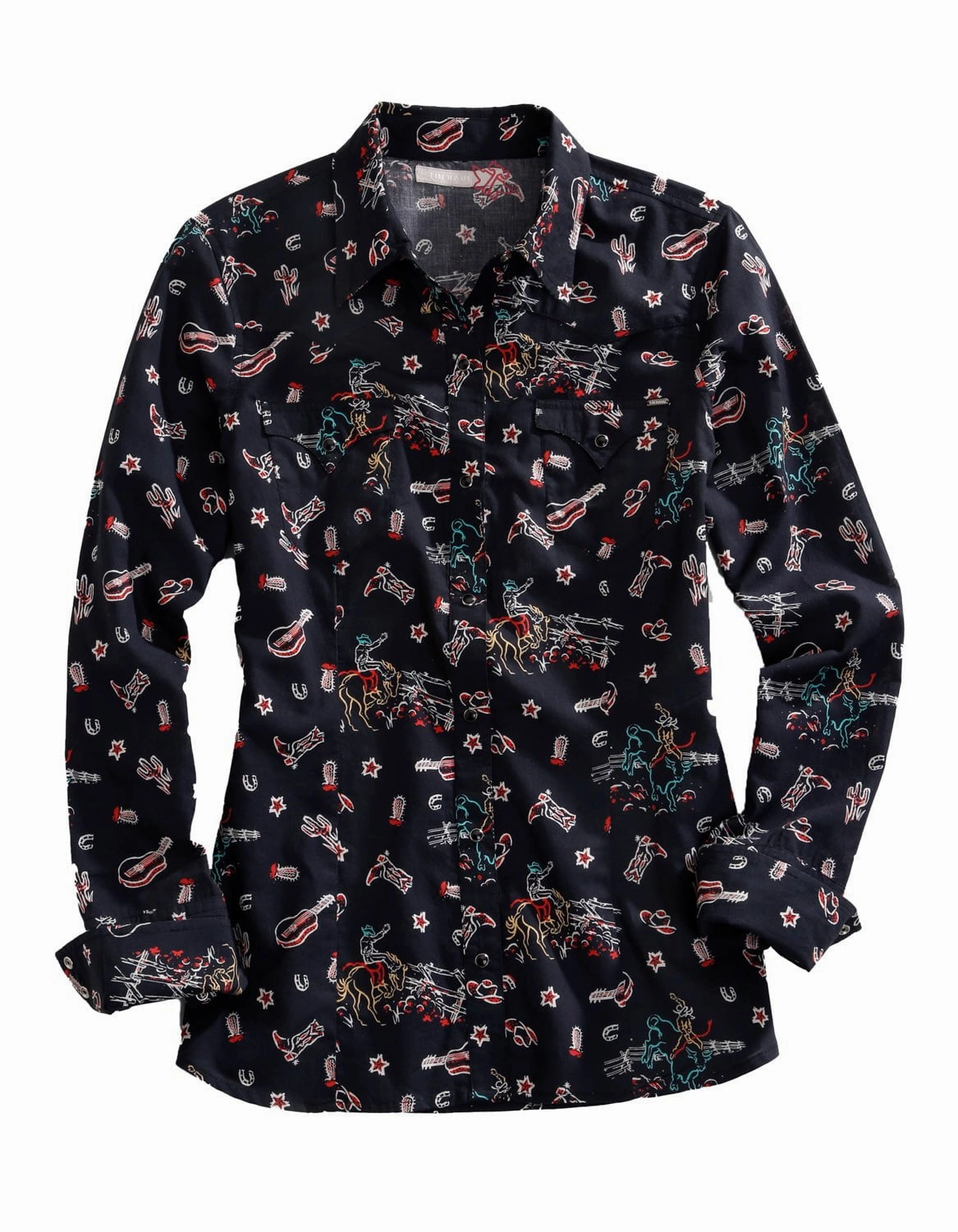 Fade Resistant Formula Custom Fit Tin Haul Womens About The West Black 100% Cotton L/S Shirt