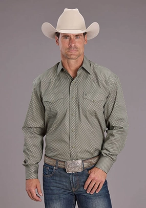 Unisex Choice Formal Elegance Stetson Mens 2517 Smoke Diamonds Grey 100% Cotton L/S Shirt