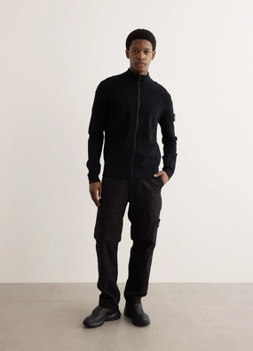 Stand Collar Zip Knit Cardigan Outdoor Adventure ReinforcedElbows