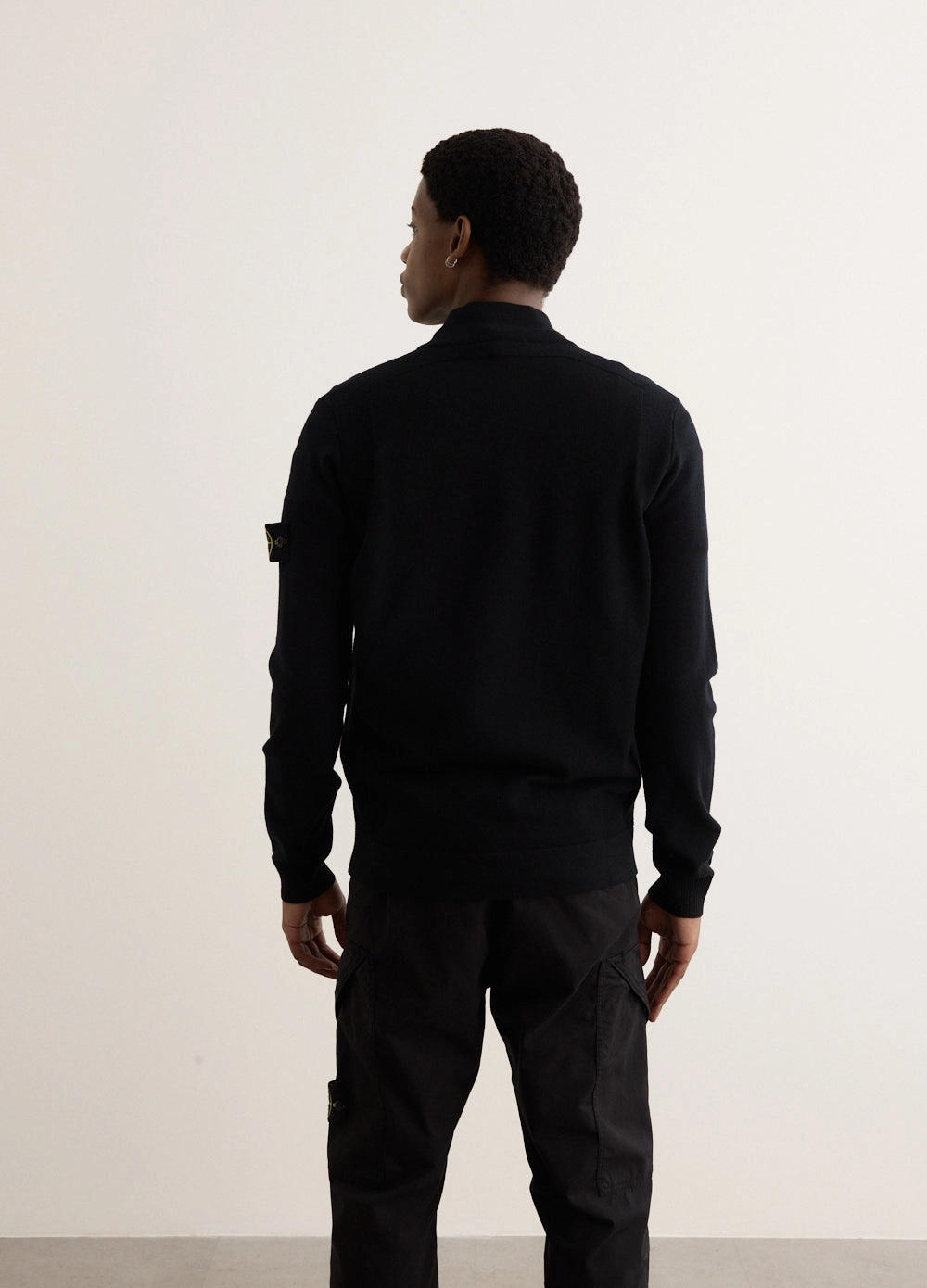 Stand Collar Zip Knit Cardigan Cold Trend