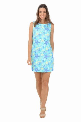 Starfish Explosion UPF50  Sleeveless Shift Dress Summer Ease Square-Neck