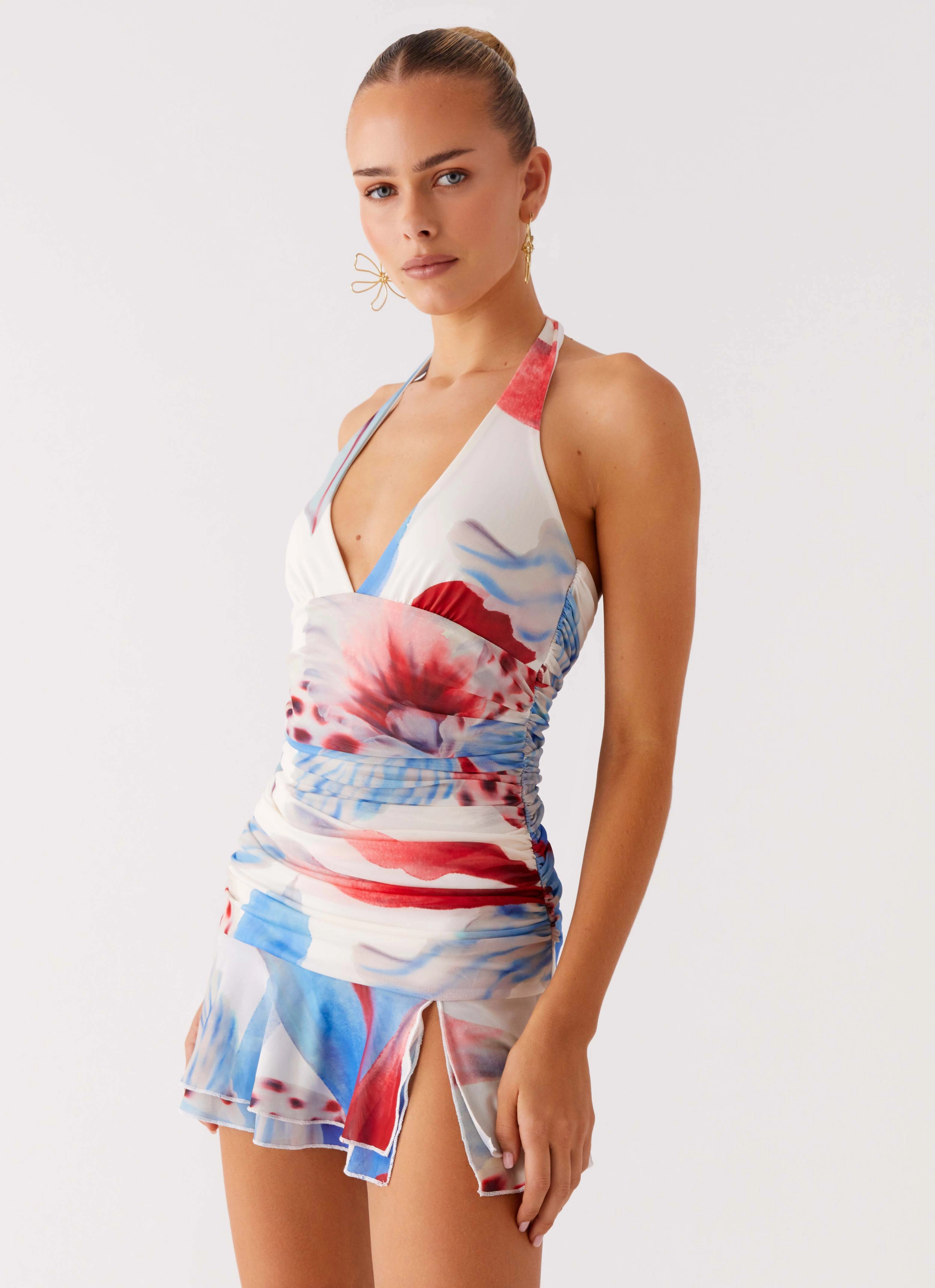 Starlit Night Mini Dress - Deep Sea Bloom travel mode Contemporary Wear