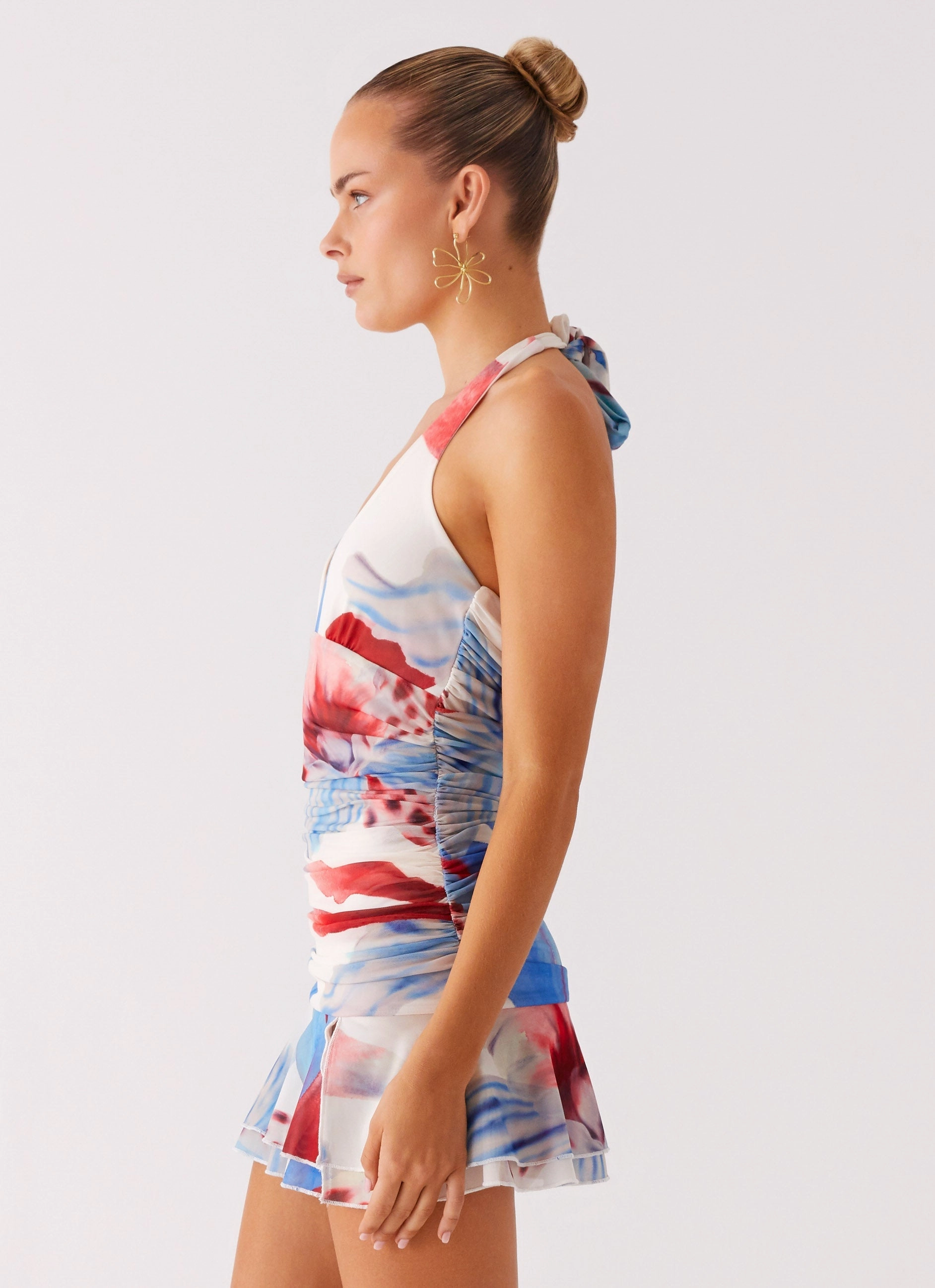 Thermal-Lined Starlit Night Mini Dress - Deep Sea Bloom