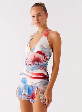 Starlit Night Mini Dress - Deep Sea Bloom travel mode Contemporary Wear