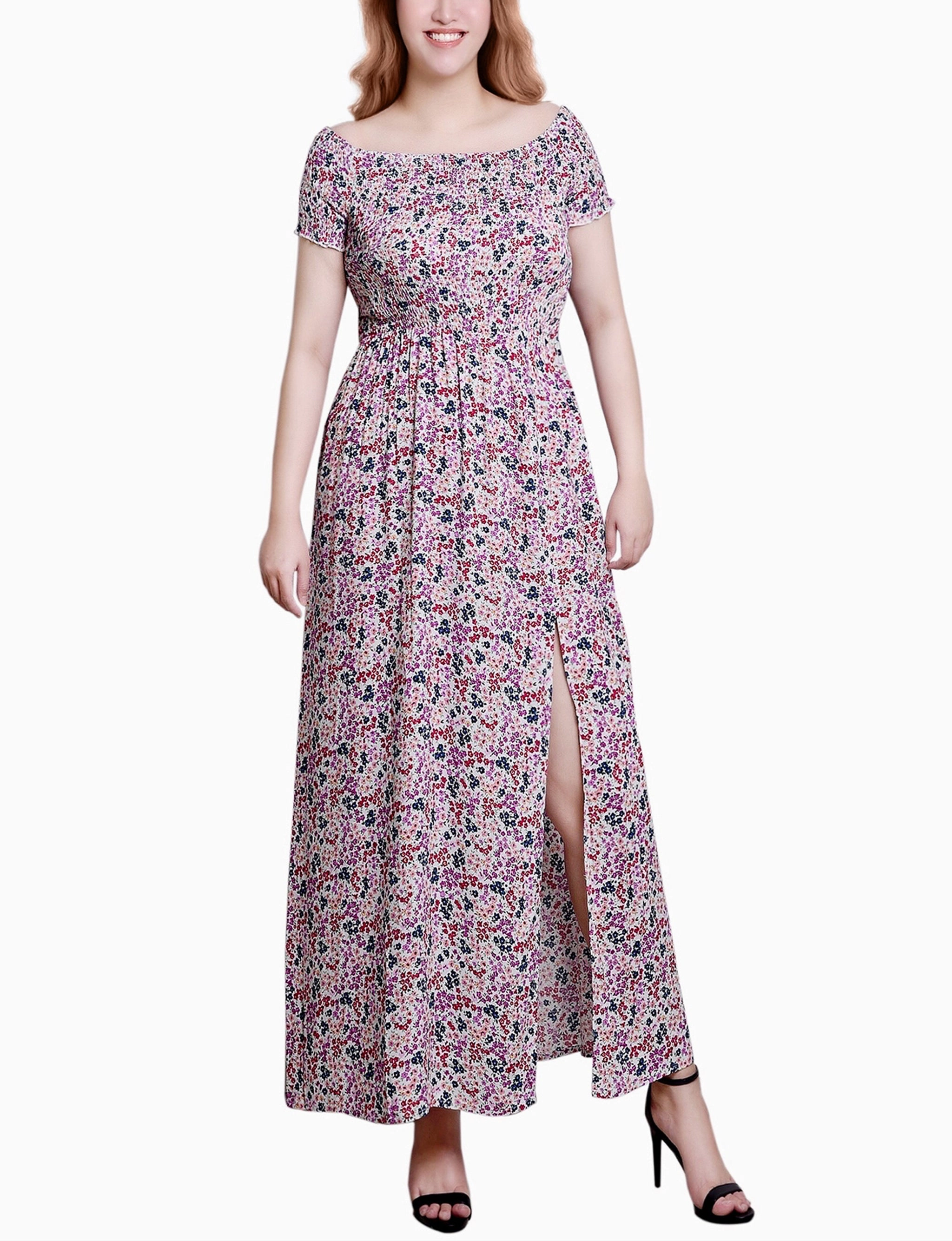 Petite Smocked Bodice Maxi Dress Sleek Presence Day-To-Night Wear