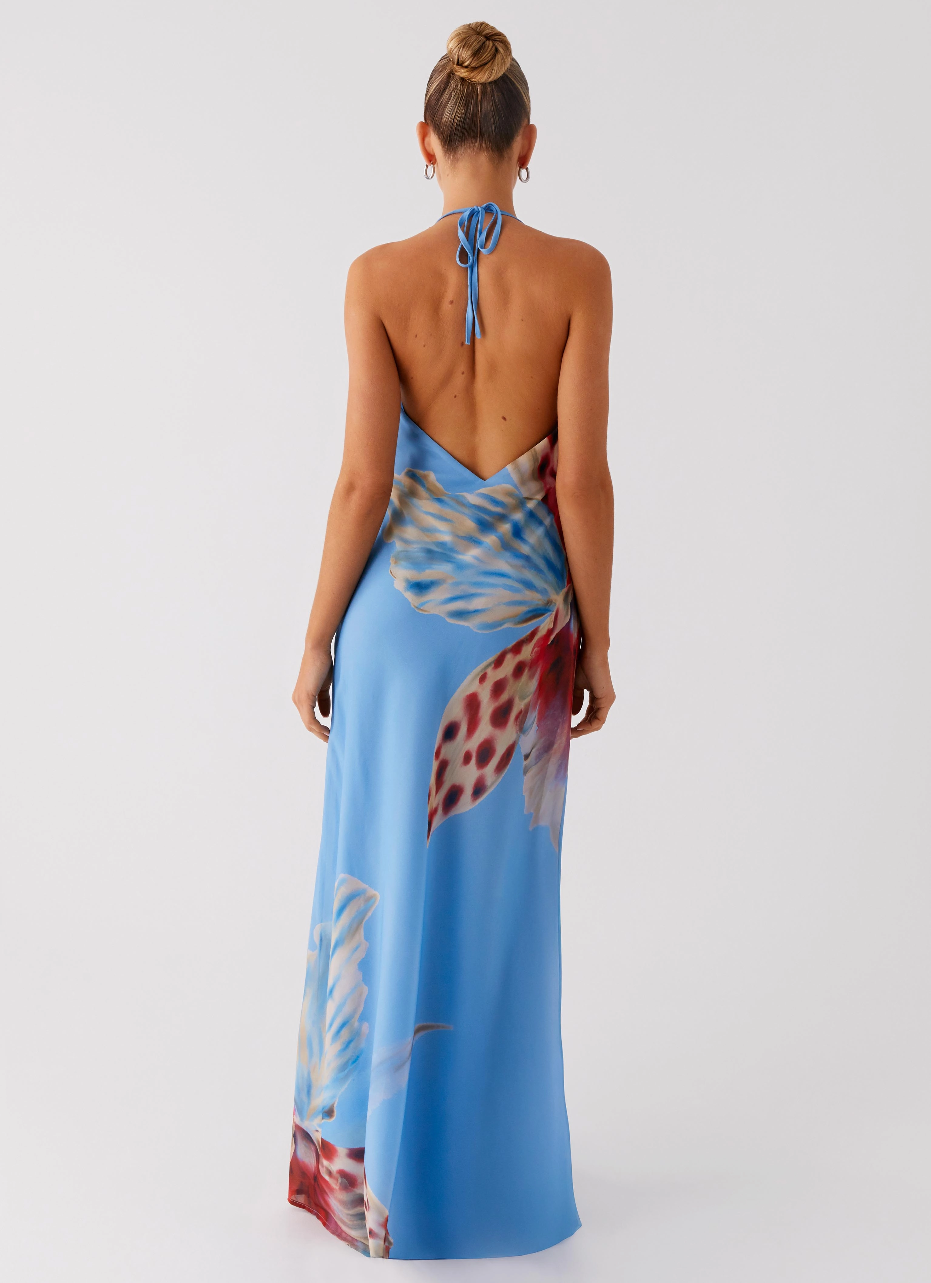 Countryside-Style Versatile Comfort Wear Stars Align Cowl Maxi Dress - Deep Sea Bloom