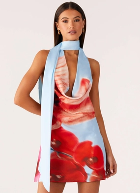 Heidi Mini Dress - Turquoise Bloom Edge Shape Simple Profile