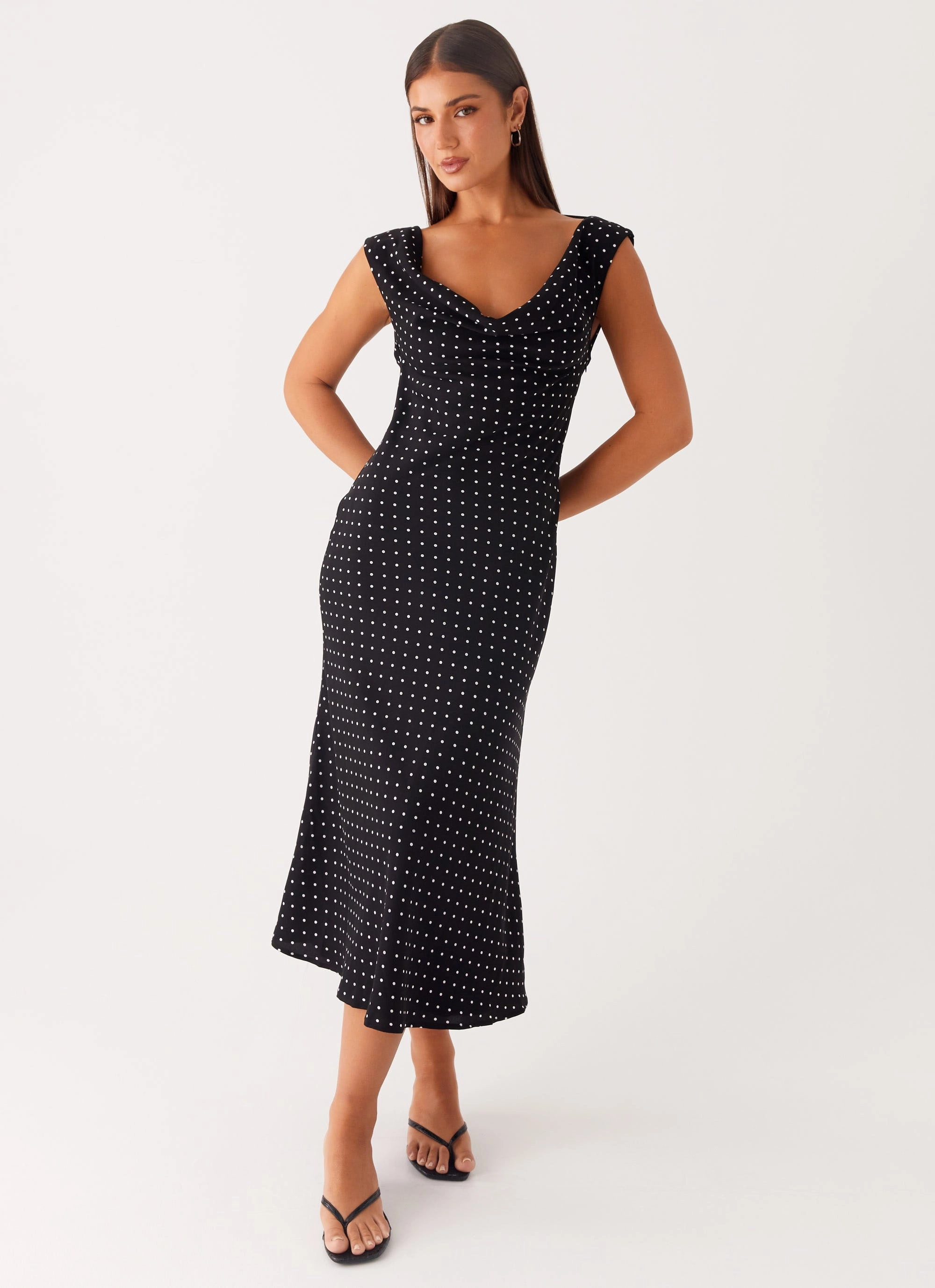 Urban Ready Color Glow Role Model Maxi Dress - Black Polka Dot
