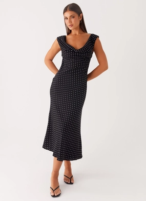 Urban Ready Color Glow Role Model Maxi Dress - Black Polka Dot
