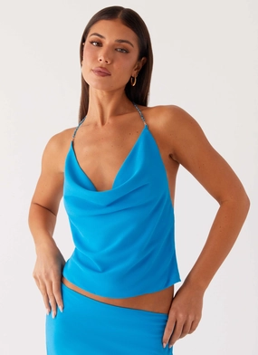 Airy Look High Rise Another Life Halter Top - Turquoise