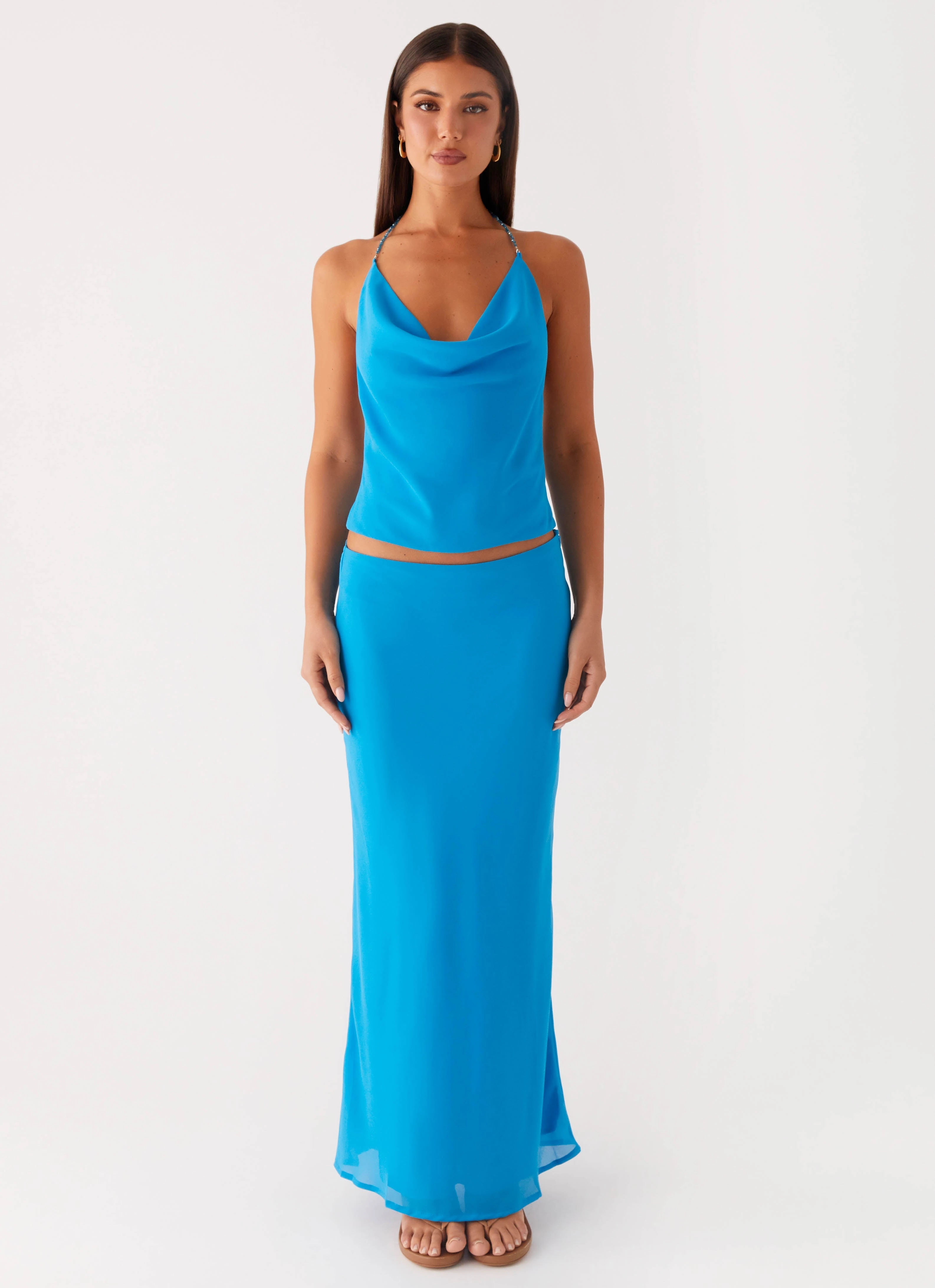 Knee Length Another Life Halter Top - Turquoise