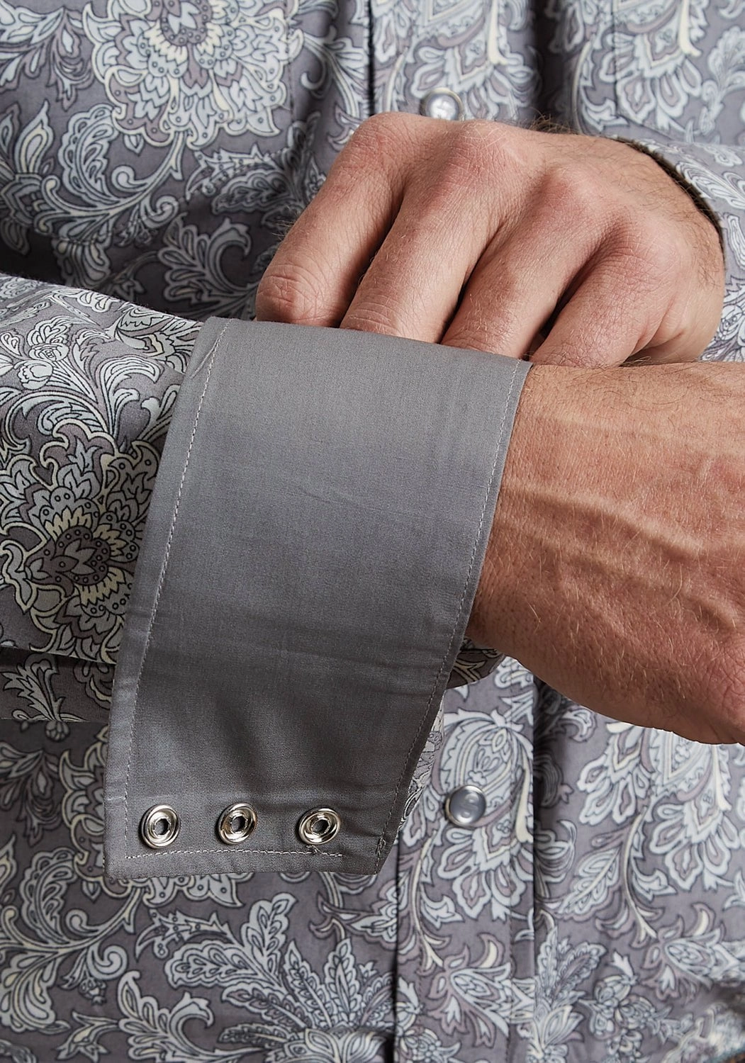 Stetson Mens Silver Spring Paisley Grey 100% Cotton L/S Shirt Fall Fashion