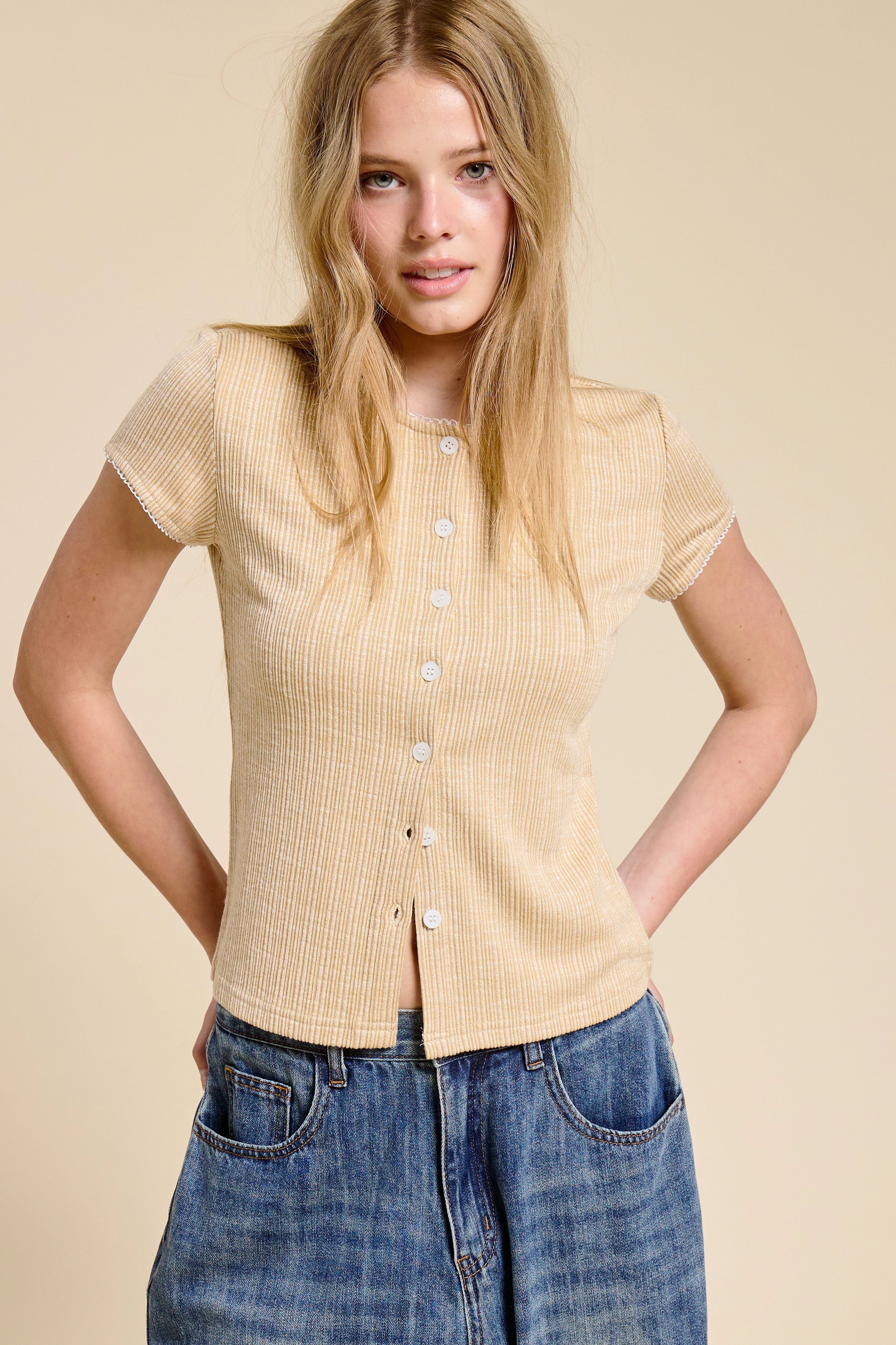 Stay With Me Ribbed Top - Sand Cozy Essential