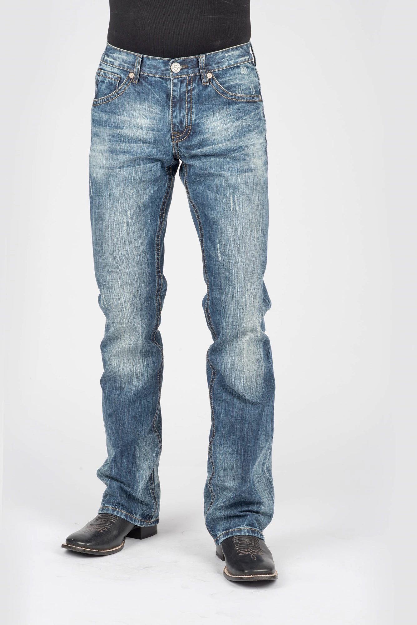 Base Wear Minimalist Style Festival Outfit Loose Stetson Mens 1014 Rocks Fit Curved X Blue 100% Cotton Jeans