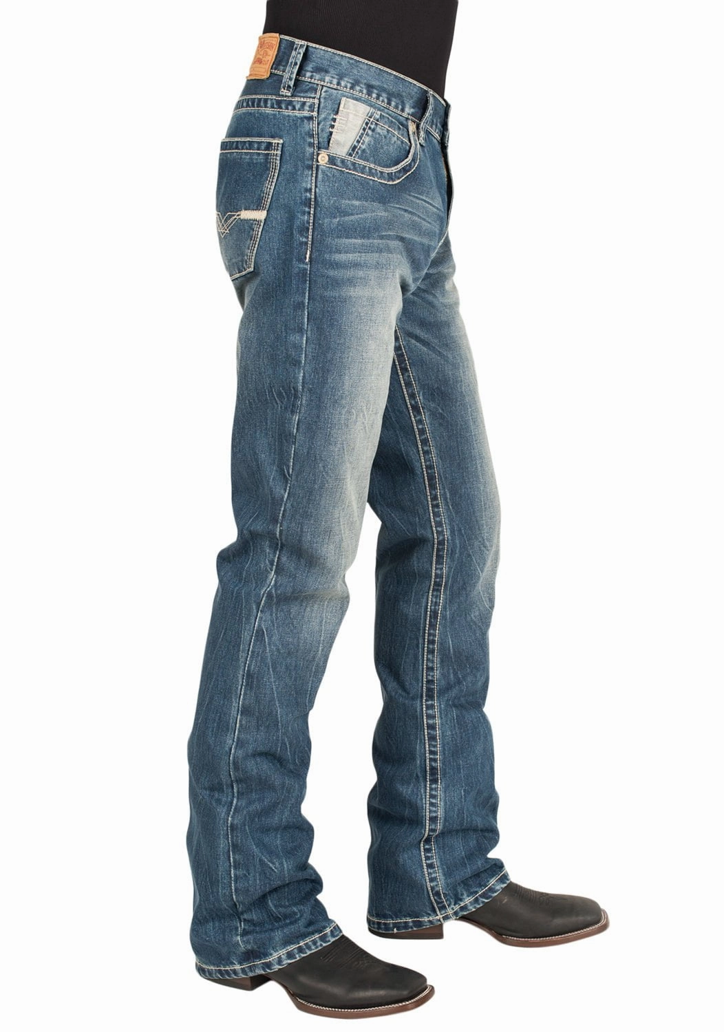 Stetson Mens 1014 Rocks Fit V Deco Blue 100% Cotton Jeans Straight Leg Design Relaxed Style