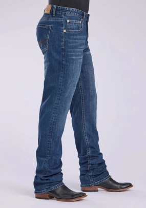 No Gap Waistband Stetson Mens 1211 Straight Stretch Blue Cotton Blend Jeans