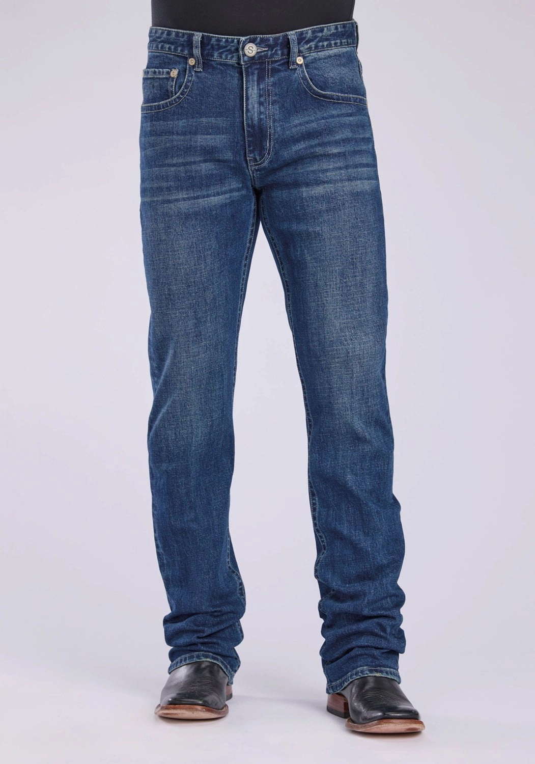 Common look Quality Basic Stetson Mens 1211 Straight Stretch Blue Cotton Blend Jeans