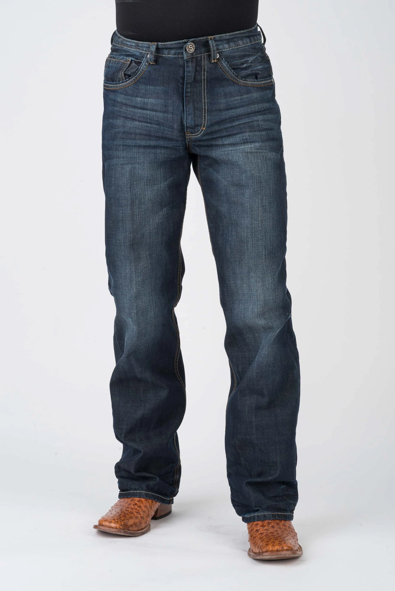 Go To Outfit clean look Stetson Mens 1312 Fit Pieced Back Blue 100% Cotton Jeans