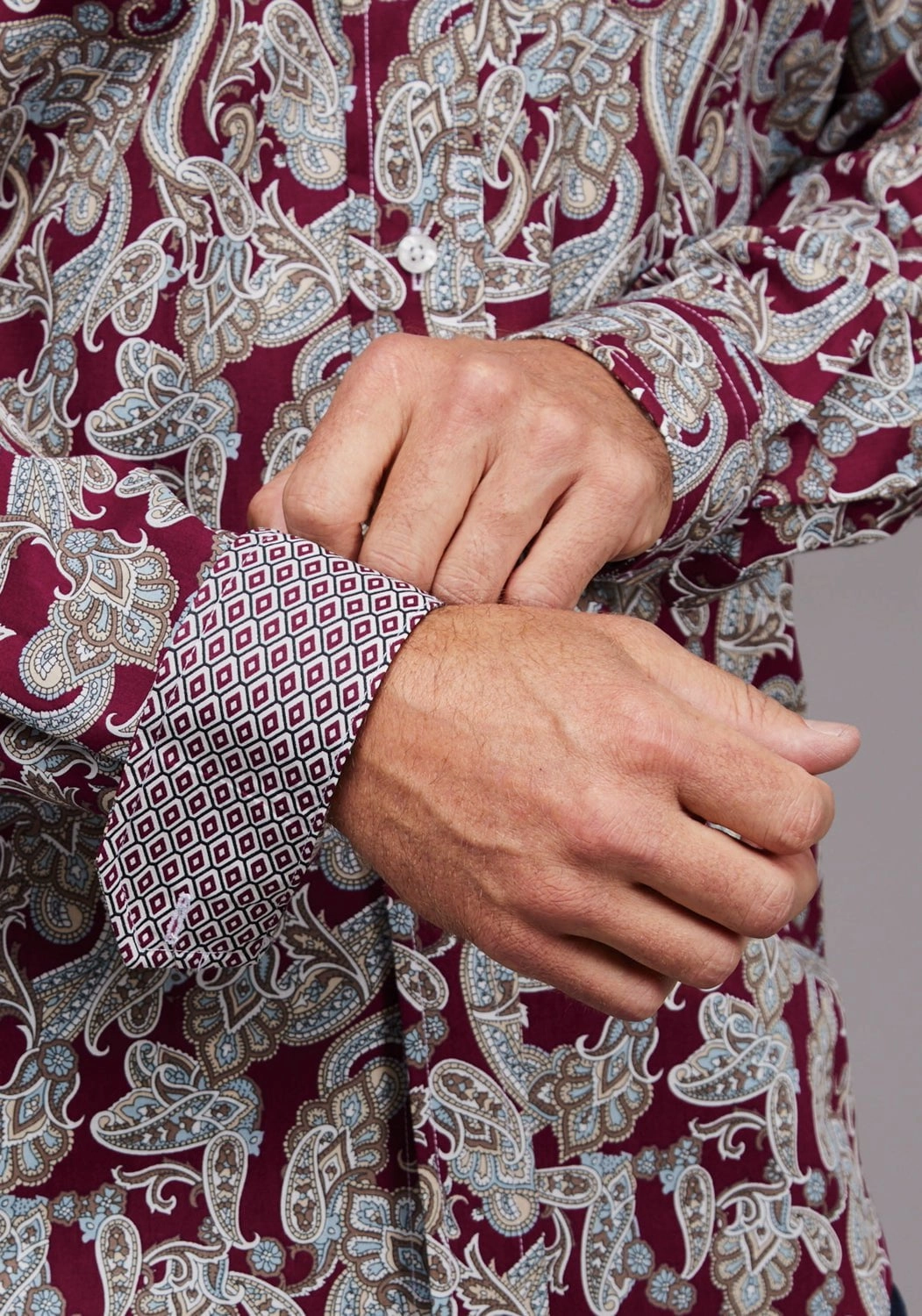 Stetson Mens 2035 Country Paisley Wine 100% Cotton 1 Pkt L/S Shirt Corporate Retreat