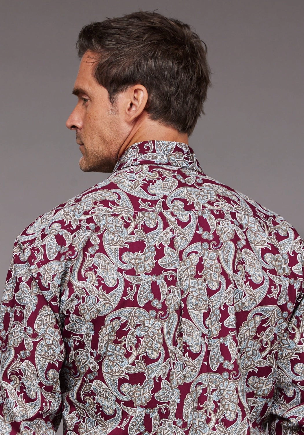Tuckable Hem Youthful Appeal Stetson Mens 2035 Country Paisley Wine 100% Cotton 1 Pkt L/S Shirt