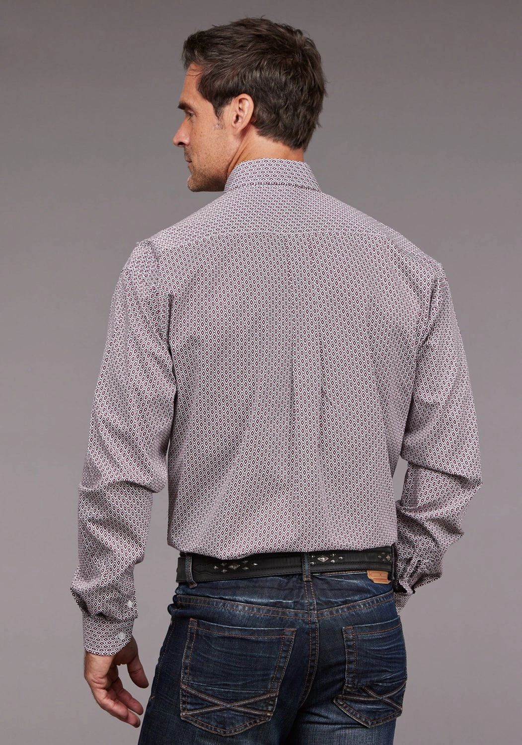 Stetson Mens 2037 Rhombus Diamond Red 100% Cotton 1 Pkt L/S Shirt Wardrobe Staple