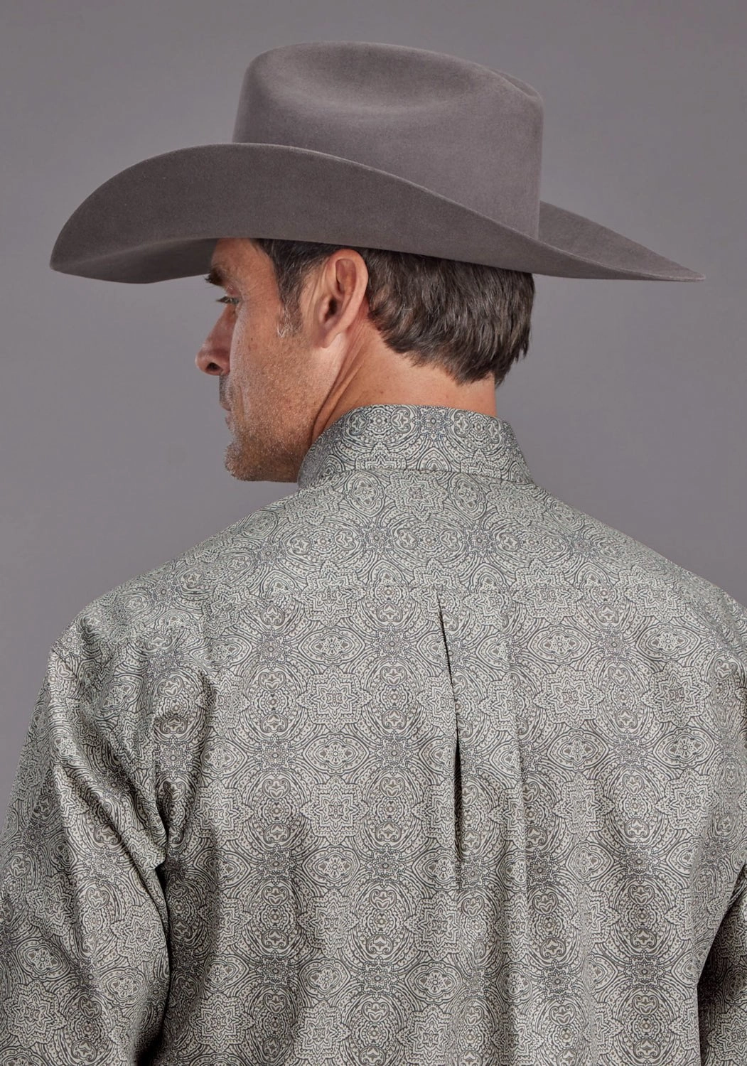 Stetson Mens 2144 Sterling Medallion Grey 100% Cotton 1 Pkt L/S Shirt Unisex style