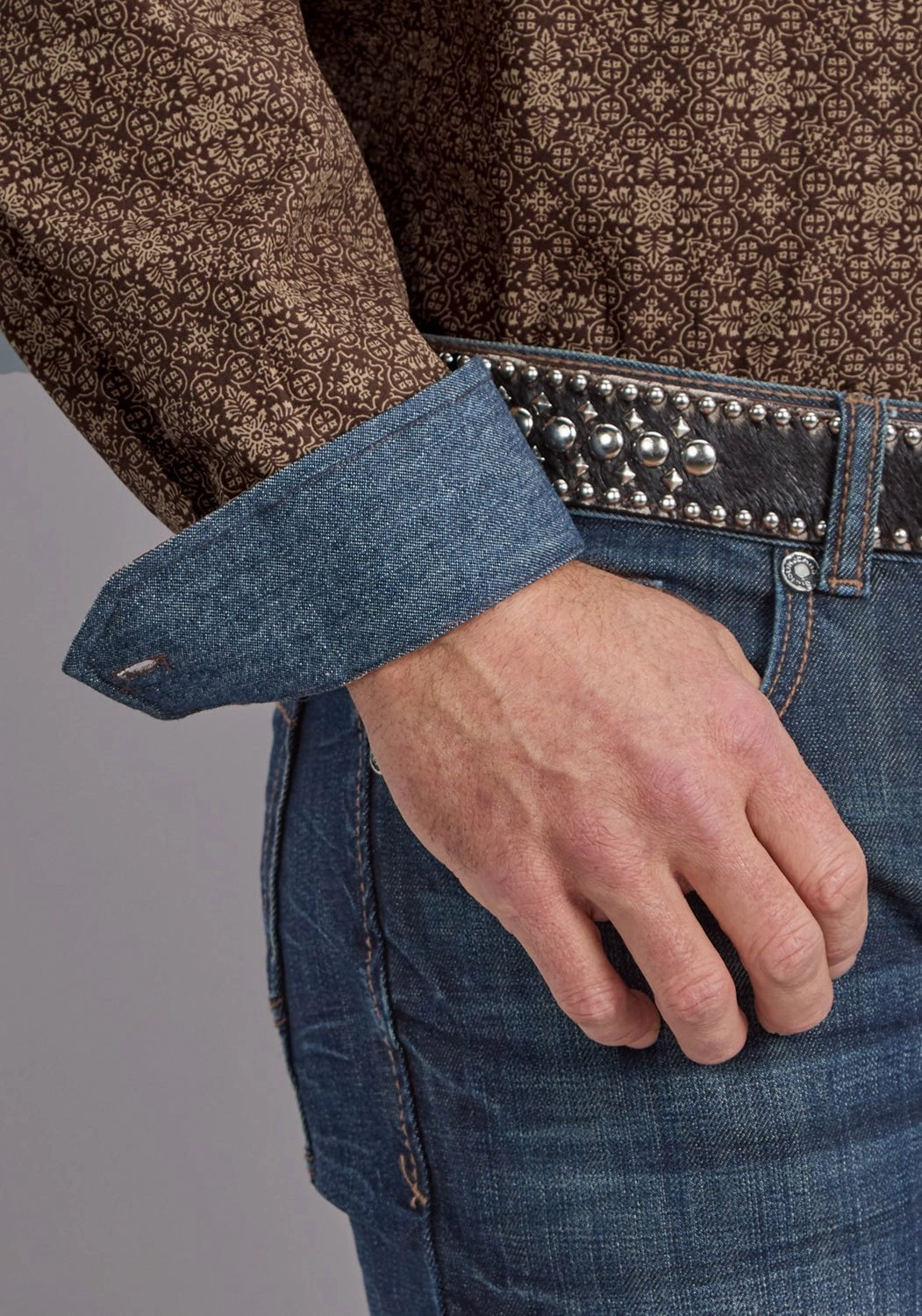 Versatile Layering Luxurious Feel Stetson Mens 2232 Vintage Ornamental Brown 100% Cotton 1 Pkt L/S Shirt