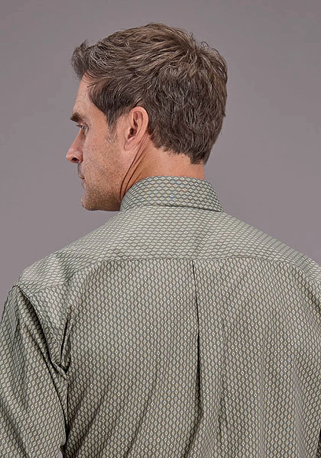 Stetson Mens 2517 Smoke Diamonds Grey 100% Cotton L/S Shirt Pocket Detail Anti Static Treatment