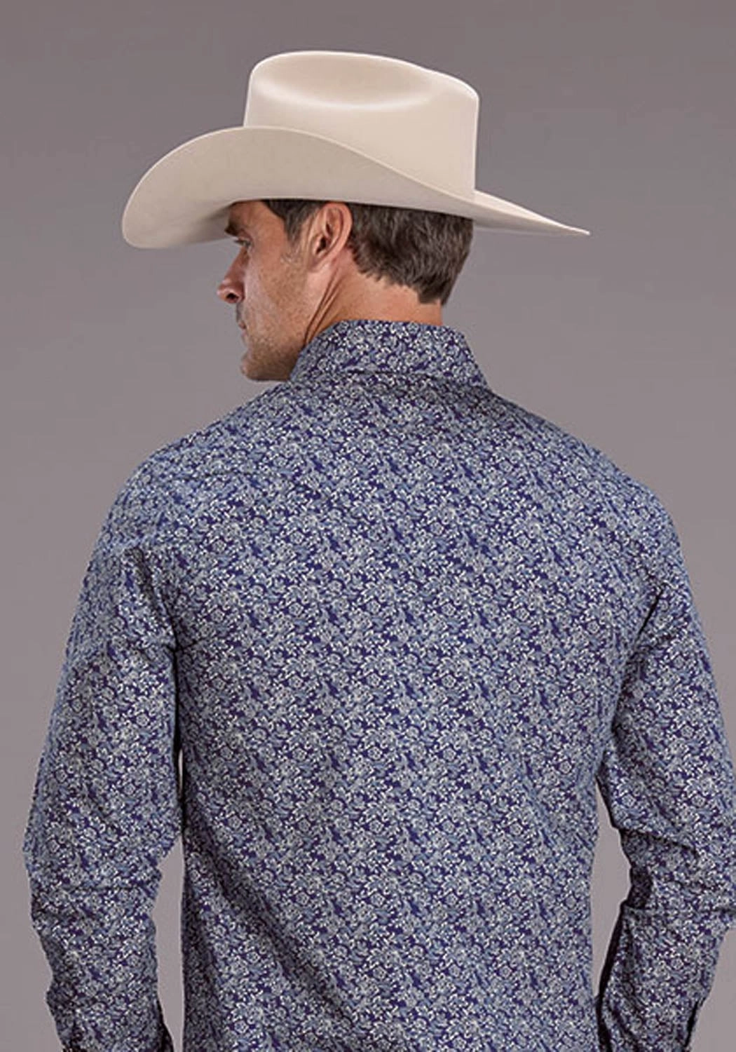 Stetson Mens 2523 Vintage Prairie Blue 100% Cotton L/S Shirt Lightweight texture