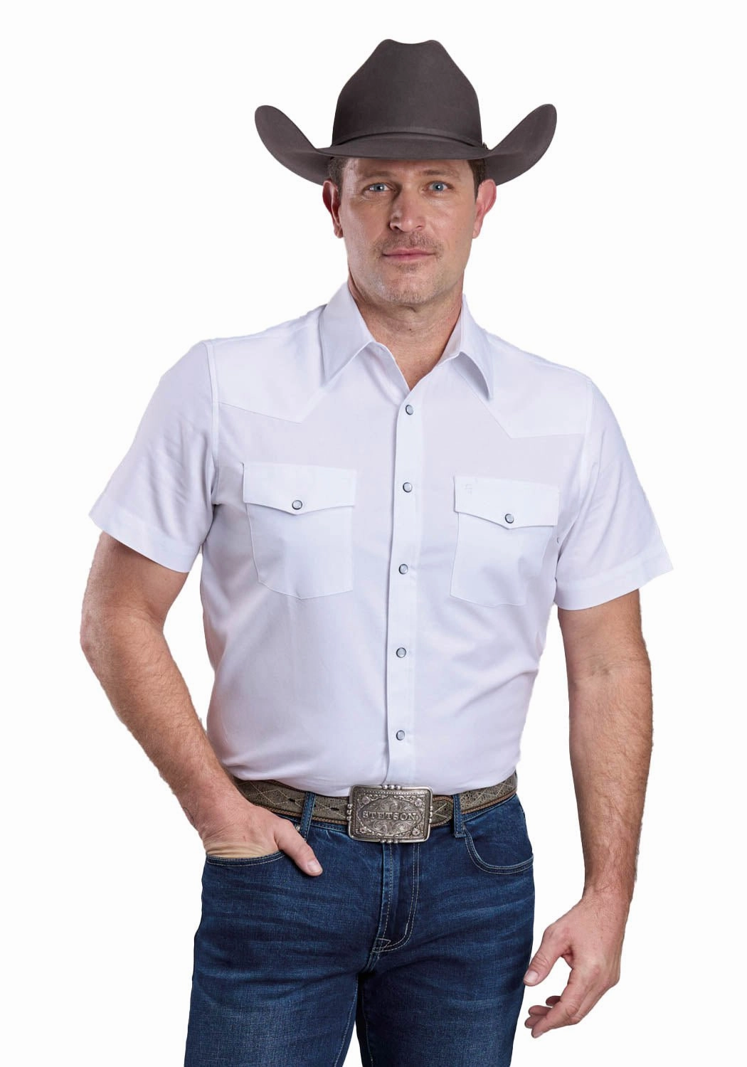 Business Meeting Creative Professional Stetson Mens 2768 Soft Oxford Optic White 100% Cotton S/S Shirt