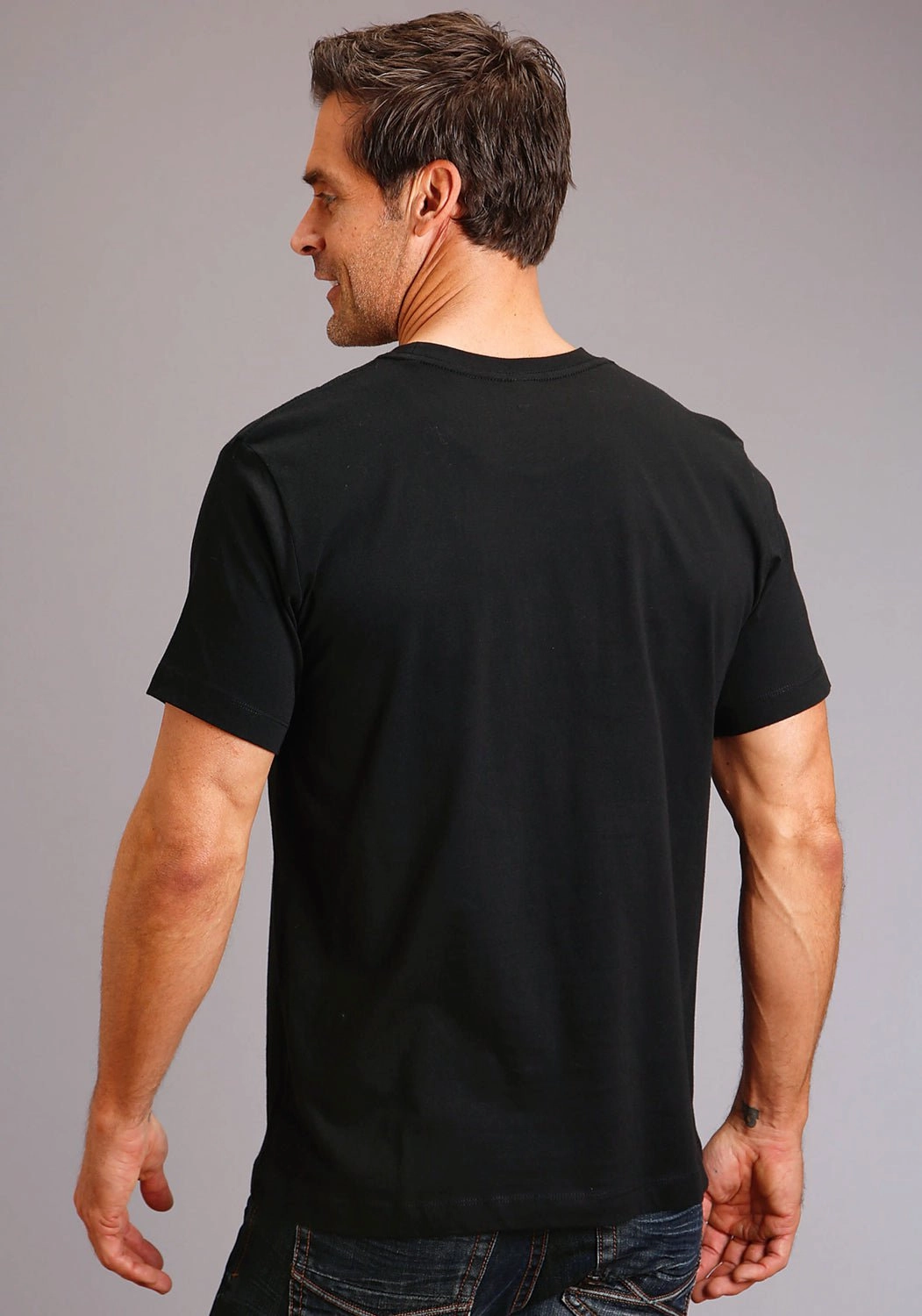 Stetson Mens Black 100% Cotton The Boss S/S Raw Edge T-Shirt Travel-friendly