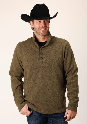 Versatile Styling Conference Appropriate Stetson Mens Bonded Knit Brown Polyester L/S Pullover Sweater