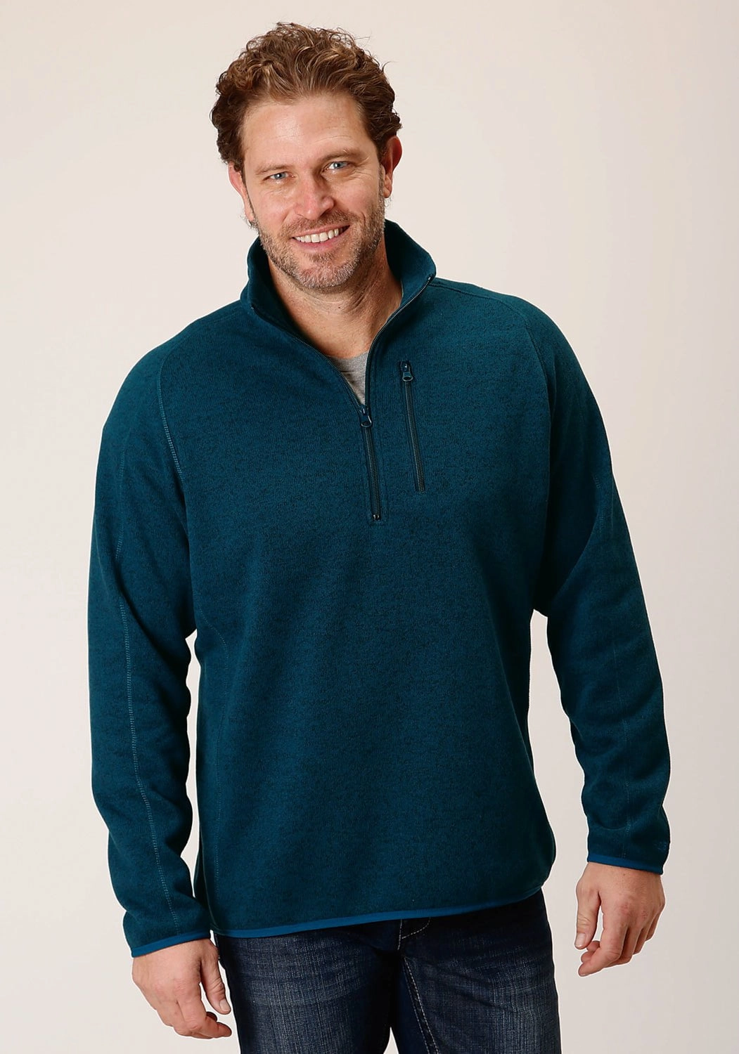 Beach Attire Functional Fashion Stetson Mens Bonded Sweater Knit Blue 100% Polyester Pullover