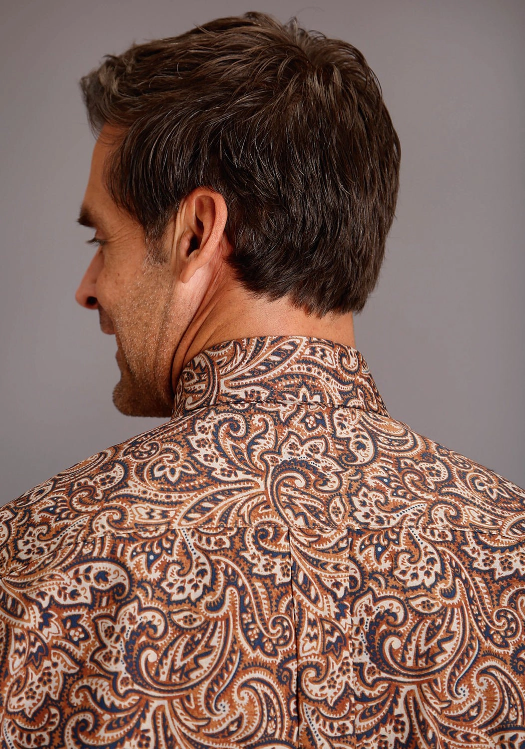 Outdoor Gear Breathable mesh Stetson Mens Brown 100% Cotton Leather Paisley BD L/S 1 Pocket Shirt