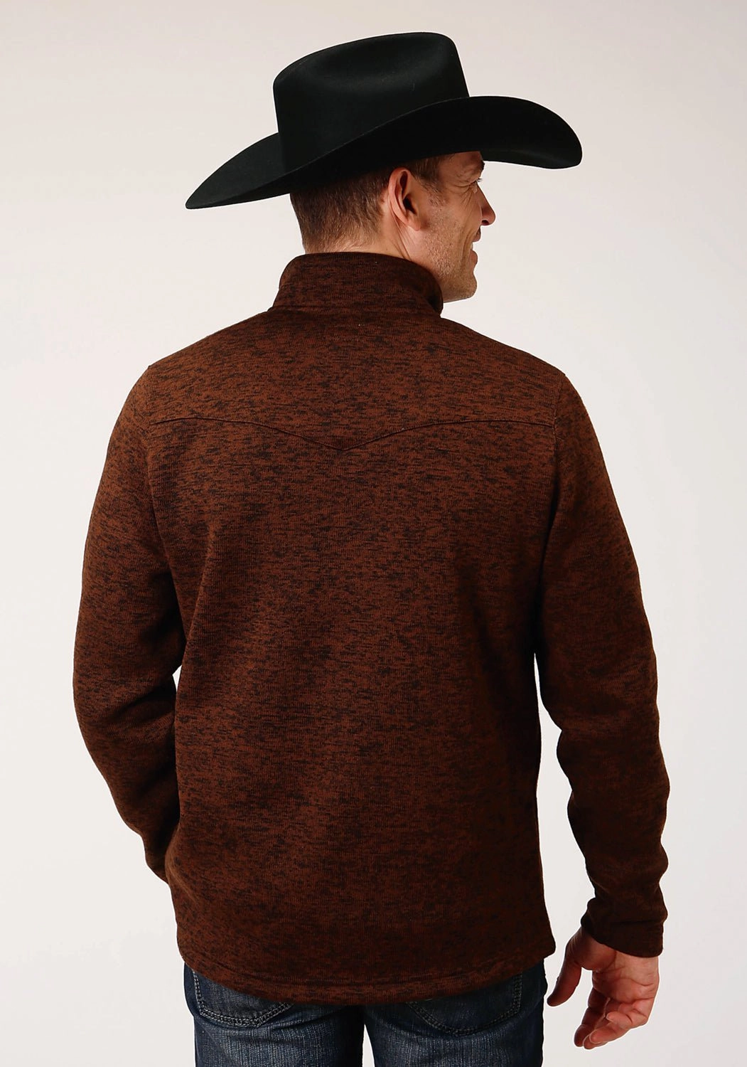 Ruffle Edge Year-Round Favorite Stetson Mens Brown Polyester Bonded Knit Sweater