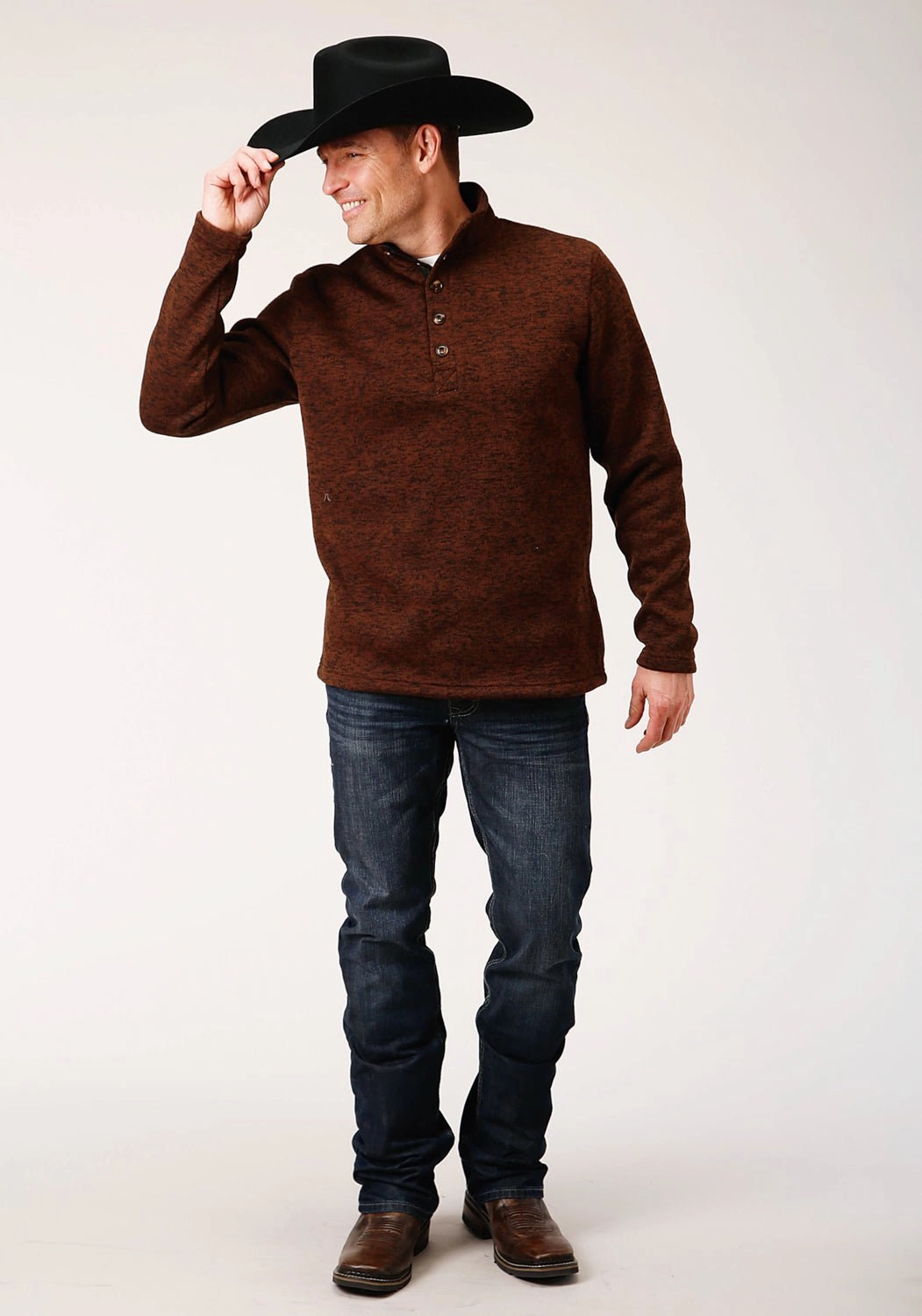Summer Fashion Stetson Mens Brown Polyester Bonded Knit Sweater