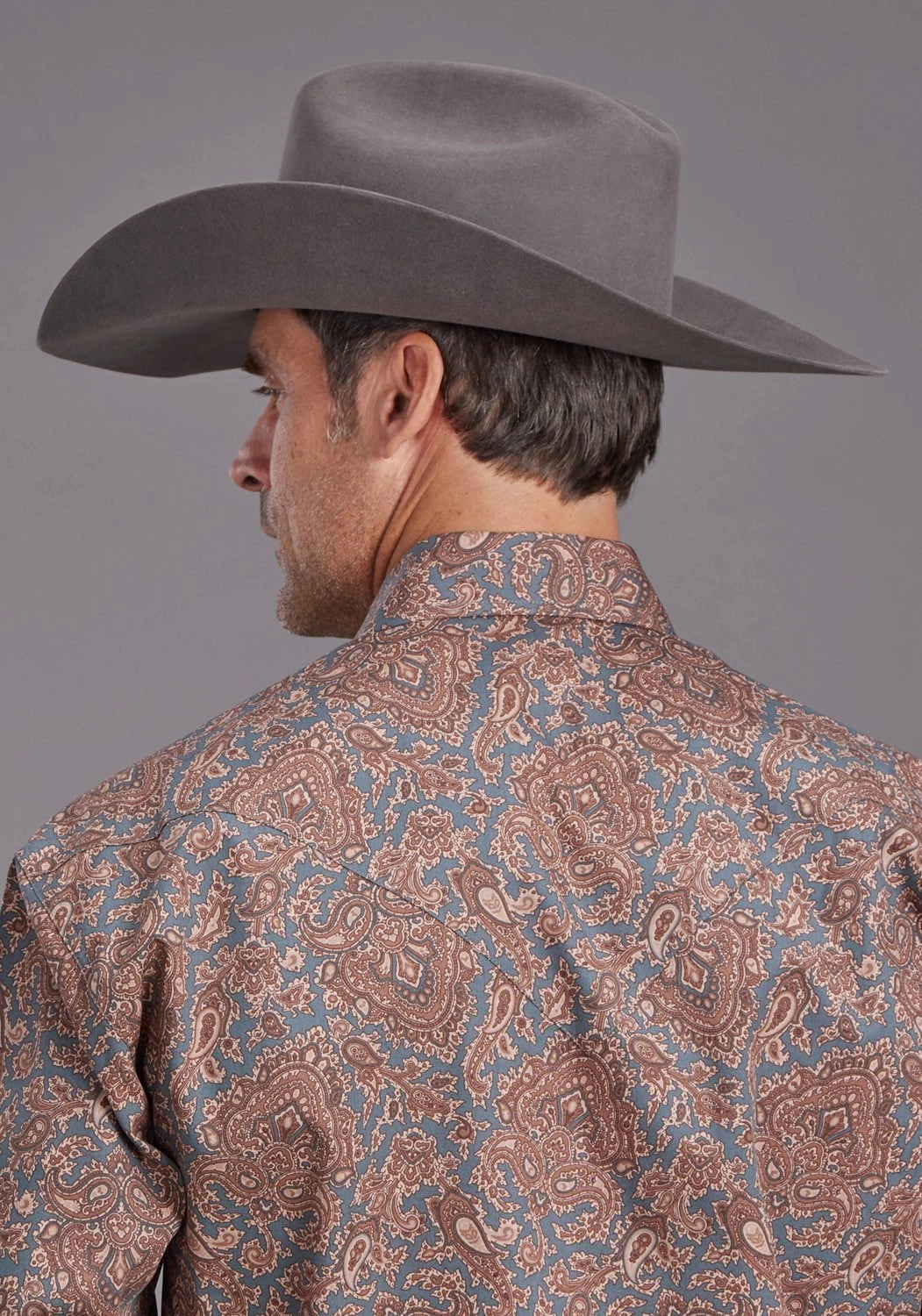 Stetson Mens Copper Paisley Brown 100% Cotton L/S Shirt Date night
