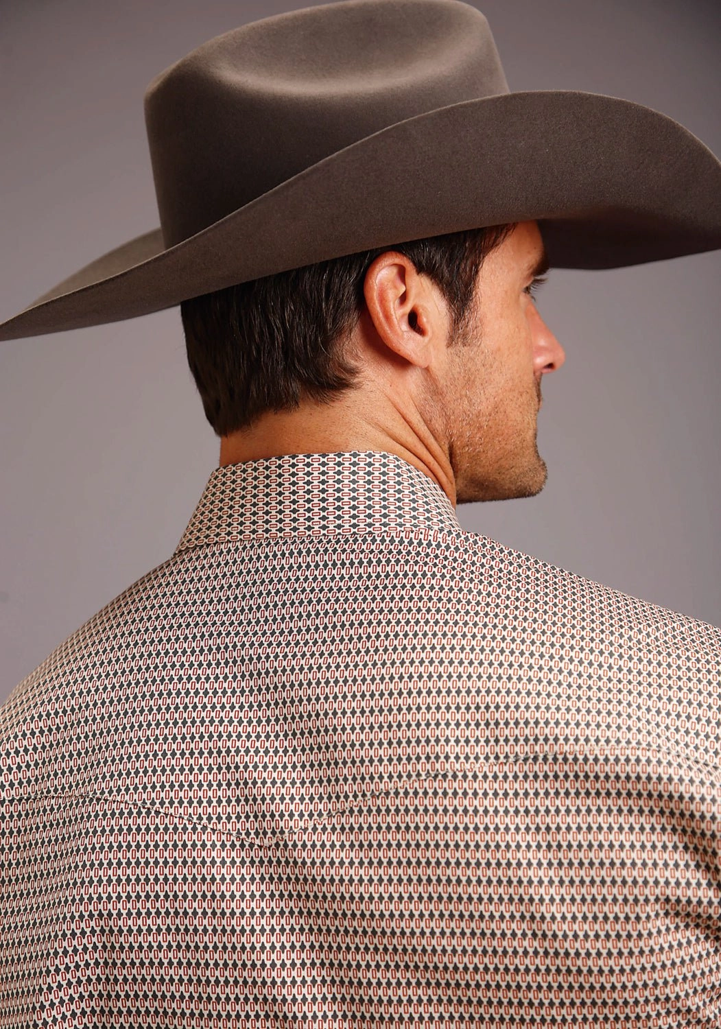 Stretchable Fabric vacation wear Stetson Mens Cross Geo Blue 100% Cotton Tall L/S Shirt