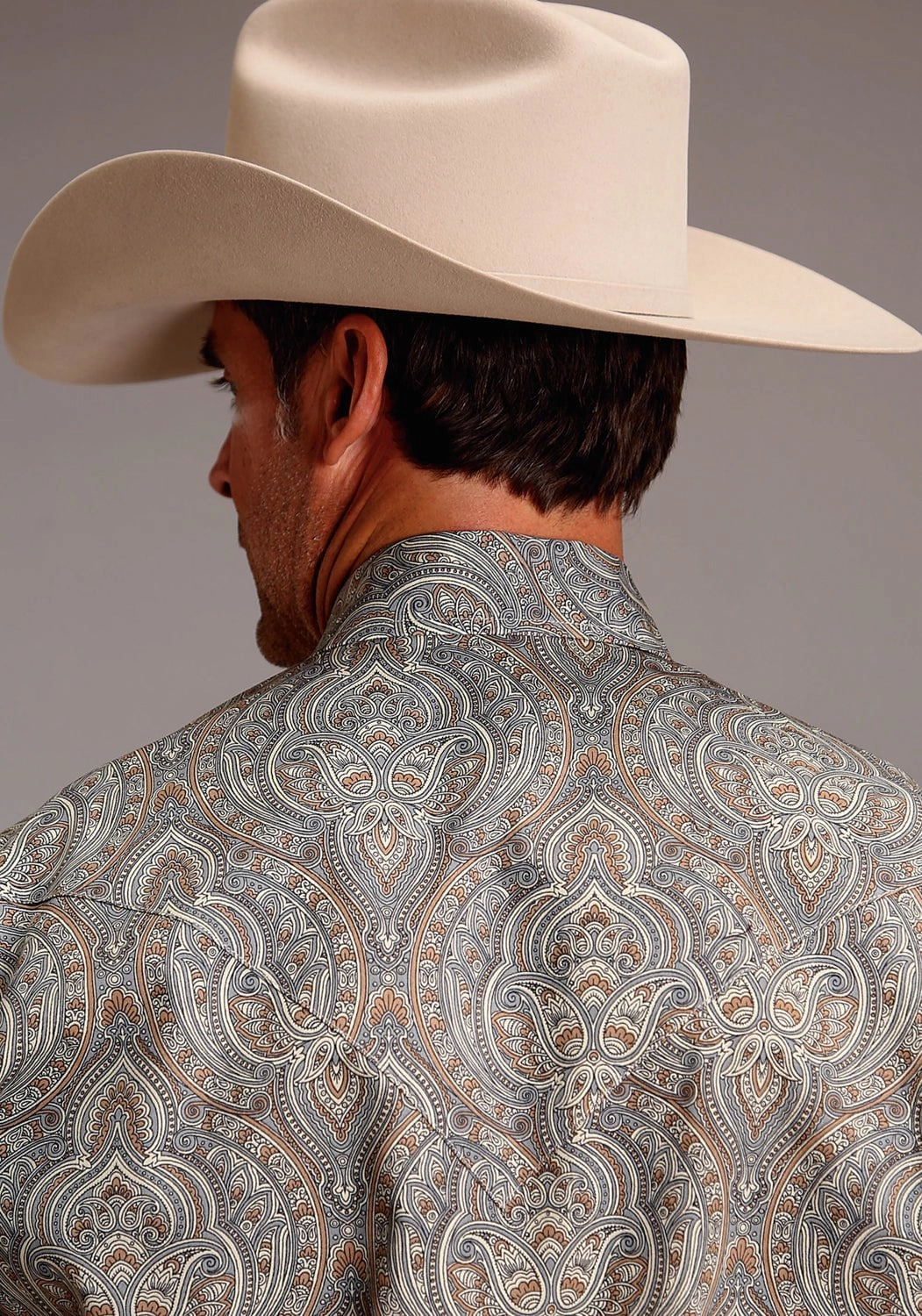 Stetson Mens Desert Medallion Paisley Brown 100% Cotton L/S Shirt Mature Elegance