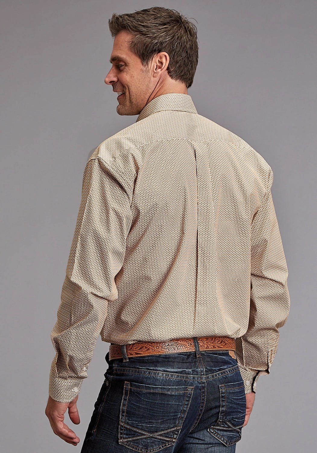 Stetson Mens Diamond Eye Geo Orange 100% Cotton 1 Pkt L/S Shirt Cruise Collection Trendsetter Choice